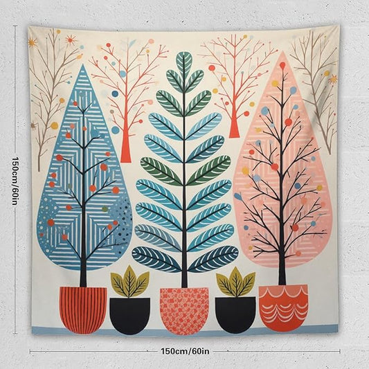 MaSiledy Shabby Chic Trees Tapestries Nature Themed Autumn Wall Art Tapestry for Bedroom Aesthetic Landscape Tapestry Bedroom Wall Decor Living Room 60"x60" Xmas Wall Hanging Polyester Tapestries
