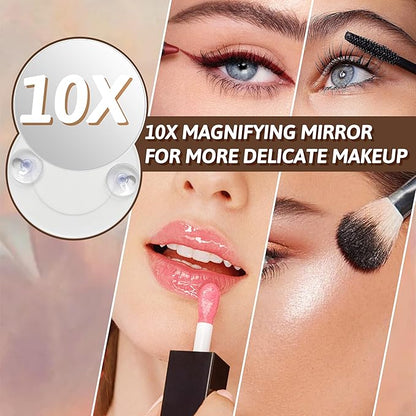 FENNIO Vanity Mirror with Lights, 12" x 16" Lighted Makeup Mirror with Smart Touch Control, 3 Color Modes & Brightness Adjustable, LED Makeup Mirror with 10X Magnification, 360° Rotation for Bedroom