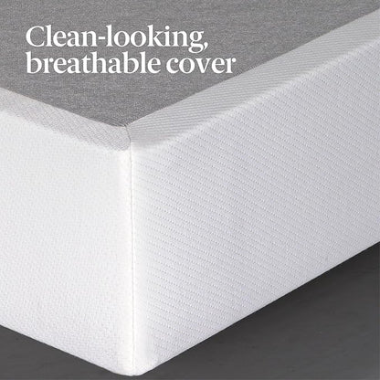 ZINUS 9 Inch Box Spring with Cover, No Assembly Mattress Foundation, Sturdy Metal Structure, Split Cal King, White