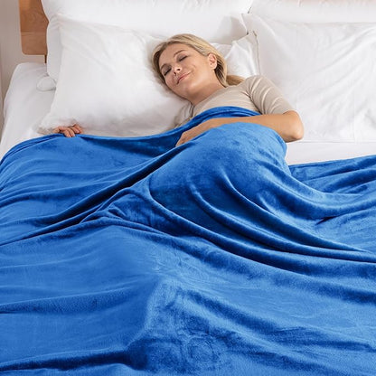 Exclusivo Mezcla Fleece Blanket Twin Size for Bed, Super Soft and Warm, All Season Use, Cozy, Plush, Lightweight, 60x80 Inches Cobalt Blue