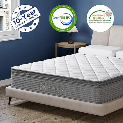 Queen Mattress,12 Inch Cooling-Gel Memory Foam in a Box, Motion Isolation Individually Wrapped Pocket Coils Mattress,Pressure Relief,Back Pain Relief & Cooling,CertiPUR-US