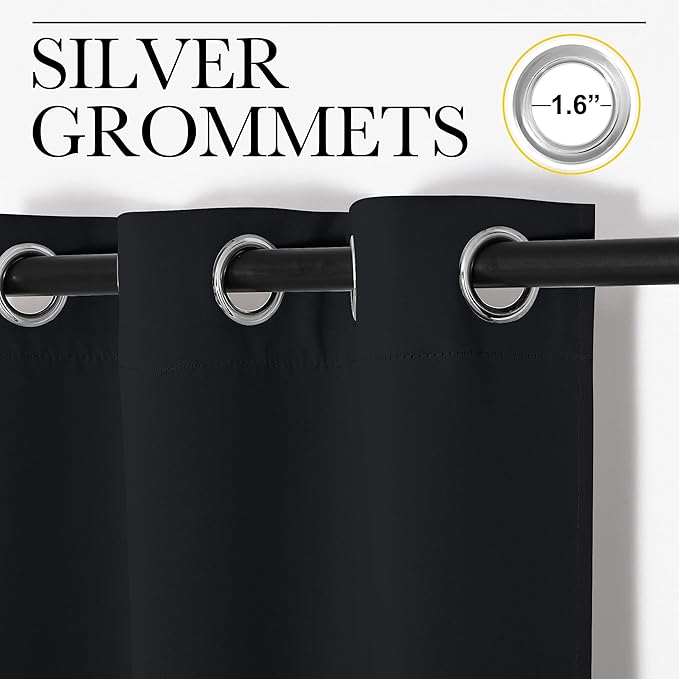 NICETOWN Door Curtain for Doorway Privacy, Curtains 120 Inch Length, Room Divider Curtain, Blackout Temporary Insulated Closet Drape for Bedroom Closet (1 Panel, 10ft Tall x 5ft Wide, Black)
