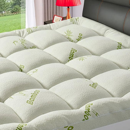 Premium Viscose Made from Bamboo RV King Size Mattress Topper for Back Pain, Quilted Fitted Extra Thick Mattress Pad,Pillow Top Mattress Cover with Deep Pocket Up to 21 Inches（72 * 80inch）