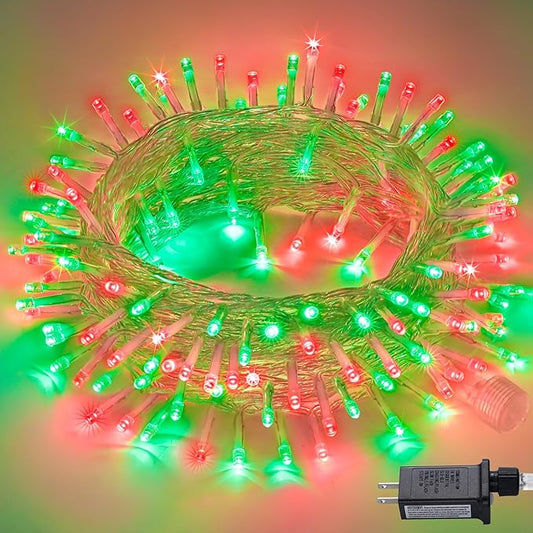 JMEXSUSS 200 LED Red and Green Halloween Lights Outdoor, 66ft Christmas String Lights Indoor Clear Wire Plug in for Bedroom Party Christmas Tree Halloween Decorations