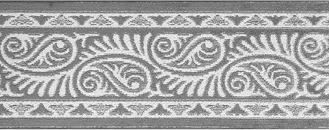 Custom Length Cut to Size Tribal Ethnic Southwestern Inspired Hallway Runner Rug, Non Slip Rubber Backed, 31 inch Wide X Customized Length, Mayan Grey, 31 inch X 18 feet