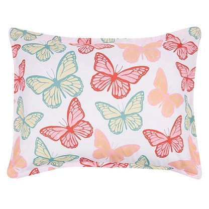Amazon Basics Kid's Soft, Easy Care Microfiber Bed-in-a-Bag 5-Piece Bedding Set, Twin, Butterfly Friends