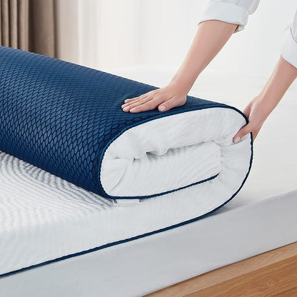 LINSY LIVING 4 Inches Full Memory Foam Mattress Topper, Cooling Gel-Infused Swirl Memory Foam, Soft Bed Topper with Tencel™ Cover, CertiPUR-US and Oeko-TEX Certified, 74" L * 53" W * 4" H