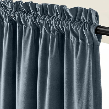 Lazzzy Velvet Blackout Curtains Thermal Insulated Room Window Drapes Super Soft Luxury Curtains for Living Room Bedroom Rod Pocket 2 Panels, Dark Slate, 42" W x 90" L