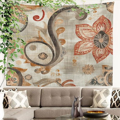 Batmerry Artistic Soft Hues Tapestry, Vintage Inspired Ative Art Wall Art Hanging Decoration Polyester Fiber White Ruffled Around for Dorm Room Bedroom Living Room, 39.1x59.1 inches