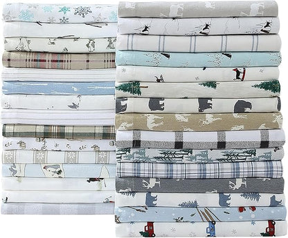Eddie Bauer - King Sheets, Cotton Flannel Bedding Set, Brushed For Extra Softness, Cozy Home Decor (Snow Days, King)