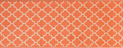 Custom Size Moroccan Trellis Runner Rug Mat for Wide Hallway Entryway Kitchen Laundry Room with Slip Resistant Latex Rubber Backing, Trellis Orange, 31 inch X 15 feet