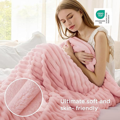 Bedsure GentleSoft Coral Pink Fleece Blanket for Couch - Super Soft Cozy Blankets for Women, Cute Small Blanket for Girls, 50x70 Inches