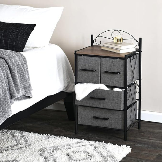 Household Essentials Victorian Style 4-Drawer Storage Organizer Unit, Black and Grey