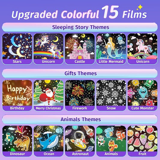 【GIFTS PACKAGE】Unicorn Gifts for Girls NightLight 15 Films+10 Music Soothing Sounds Machine Baby Night Light Projector, LED Star Lights for Ceiling Decor, Kawaii Unicorns Noise Machine for Girls Gifts