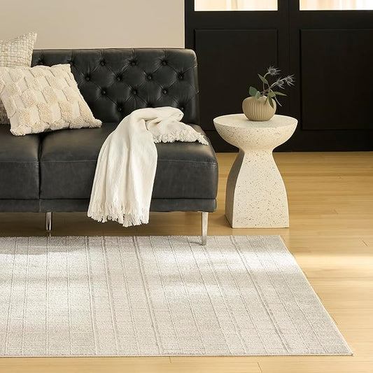Nourison Home Nordic Ivory 4' x 6' Scandinavian Area Rug - Easy Clean, Non Shedding, Bed Room, Living Room, Dining Room, Kitchen (4' x 6')