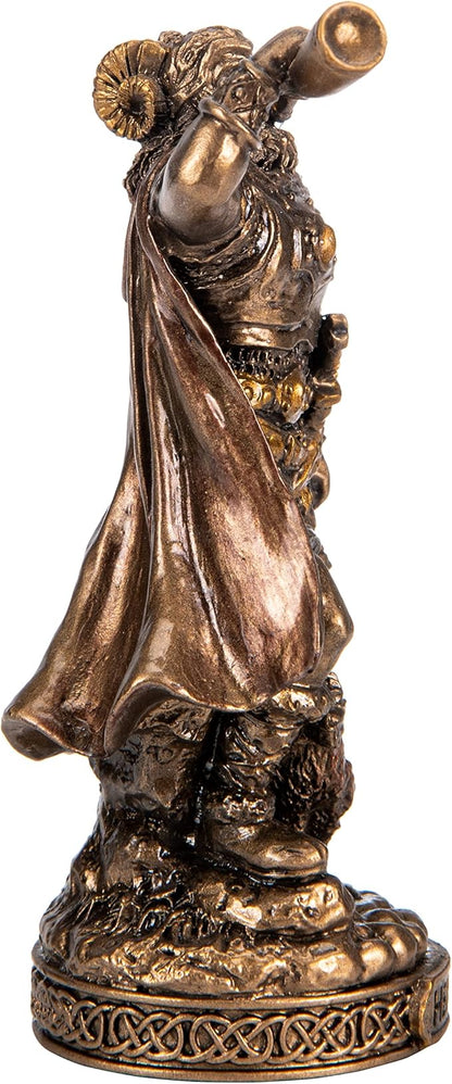 BeautifulGreekStatues Heimdall Scandinavian God Resin Figurines Hand Painted Bronze Miniature Statue 3.3 Inches