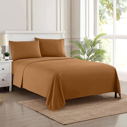 King Size Sheets - Breathable Luxury Bed Sheets with Full Elastic & Secure Corner Straps Built In - 1800 Supreme Collection Extra Soft Deep Pocket Bedding Set, Sheet Set, King, Mocha