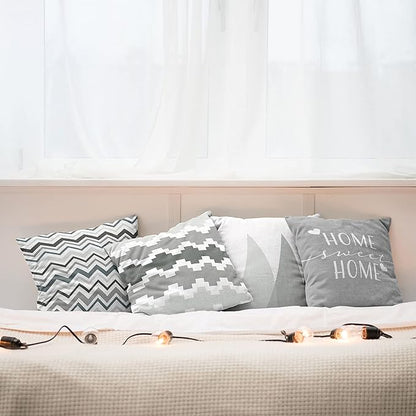 Ambesonne Modern Throw Pillow Cushion Case Pack of 4, Geometric Style Pattern of Triangles Zigzags Love Home Phrase Print, Modern Accent Double-Sided Digital Printing, 20", Pale Grey White and Dimgray
