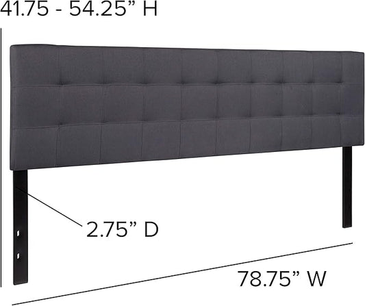 Flash Furniture Bedford Tufted Upholstered King Size Headboard in Dark Gray Fabric