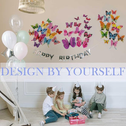 Butterfly Wall Decor 24/48 PCS, 3D Butterflies Stickers for Party Decorations with Magnets (Swallow, 24)