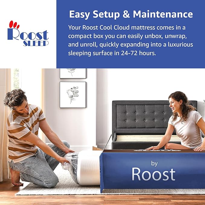 ROOST SLEEP Memory Foam Mattress, 14-Inch Twin XL – Cool Cloud Gel Foam Bed for Extra Length Comfort – Pressure-Relieving and Cooling Mattress for Restful Sleep