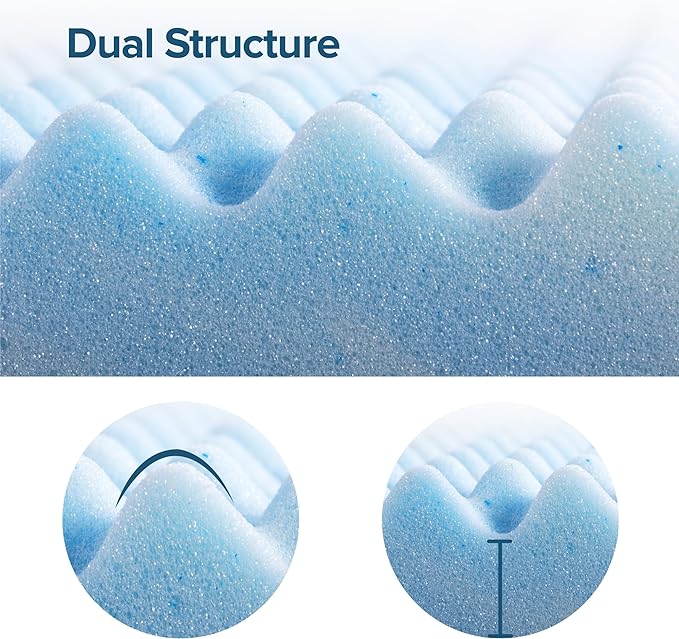 ZINUS 4 Inch Swirl Gel Cooling Memory Foam Mattress Topper, Smaller, More Convenient WonderBox Packaging, Cooling, Airflow Design, CertiPUR-US Certified, Full
