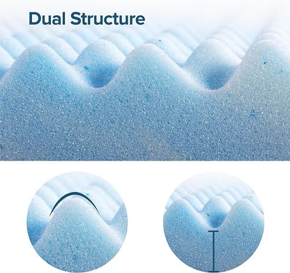 ZINUS 2 Inch Swirl Gel Cooling Memory Foam Mattress Topper, Smaller, More Convenient WonderBox Packaging, Cooling, Airflow Design, CertiPUR-US Certified, King