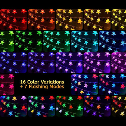 Minetom Color Changing Star String Lights - 17 ft 50 LED Star Fairy Lights with Remote and Timer, 16 Colors and 7 Modes, USB Powered String Lights for Bedroom Tent Patio Xmas Party Indoor Decor