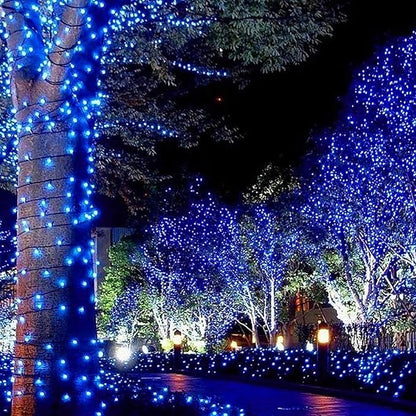 Blue Christmas Lights Indoor Outdoor, 33FT 150 Count Incandescent Mini Halloween String Lights, 120V UL Certified Green Wire Lights for Xmas Tree, Patio, Holiday, Party, Home, Garden Decorations