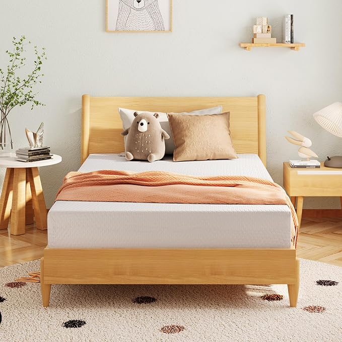 EGOHOME 5 Inch Full Size Mattress for Kids, Memory Foam Mattress with Cooling Green Tea Gel, Relieve Pressure with Medium Firm Support, CertiPUR-US Certified, 75''L x 54''W, White