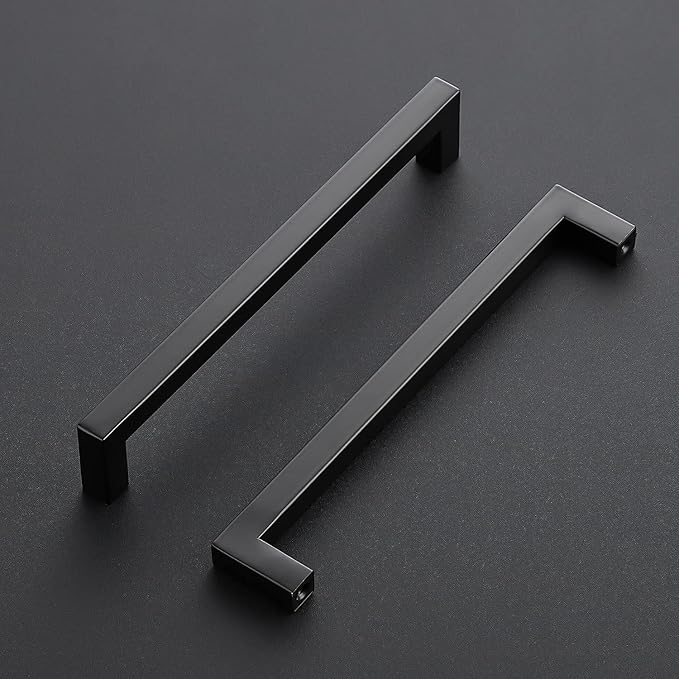 Ravinte 15 Pack Black Cabinet Pulls 7-1/2 Inch Square Kitchen Cabinet Handles Matte Black Kitchen Hardware for Drawer Pulls Drawer Handles Come with Screwdriver