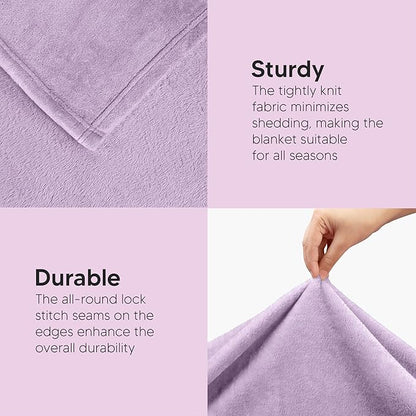 Utopia Bedding Fleece Blanket Queen Size Lilac 300GSM Luxury Fuzzy Soft Anti-Static Microfiber Bed Blanket (90x90 Inch)