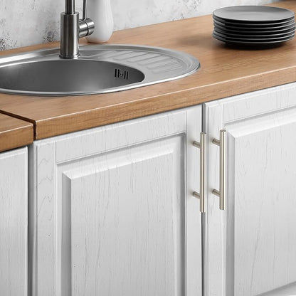 JOY DECOR 3 Pack Cabinet Handles, Brushed Nickel Cabinet Pulls, 4 in Hole Center Kitchen Cabinet Handles, Stainless Steel T Bar Handles for Dresser Drawers