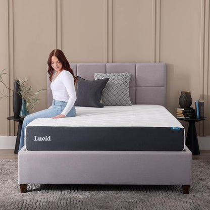 Lucid 10 Inch Memory Foam Mattress - Medium Feel - Infused with Refreshing Bamboo Charcoal and Cooling Gel - Bed in a Box - Temperature Regulating - Pressure Relief - Breathable - Twin XL Size