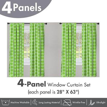 Ambesonne Lime Green Window Curtains Pack of 2, Simplistic Formless Geometric Shapes in Different Shades Theme, Lightweight Set with Rod Pocket, 4 Panels of - 28" x 63", Green
