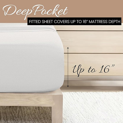 Linen Market Double-Brushed Patterned Microfiber Queen Sheet Set 4 Piece – Oeko-TEX Certified Ultra Soft & Wrinkle-Free - 16" Deep Pocket Sheets - Easy Care Queen Size - Stippled Light Gray