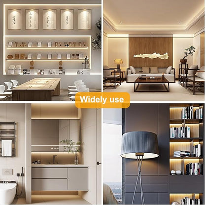 COB LED Strip Lights Natural White,24V Dimmable led Light Strip KIT with Remote and app Control,4000K 32.8FT/2 * 5m 8mm Wide Ra>90 Cuttable Flexible Strip Lights for Bedroom,Shelf,Cabinet