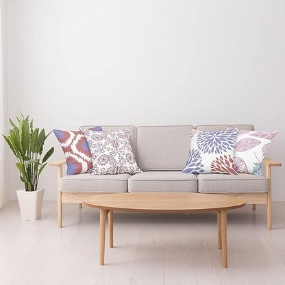 Ambesonne Vintage Throw Pillow Cushion Case Pack of 4, Bohemian Ornamental Leaves Dahlia Pattern Geometric Art Curlicue Motif, Modern Accent Double-Sided Digital Printing, 20", Lavender Pale Maroon