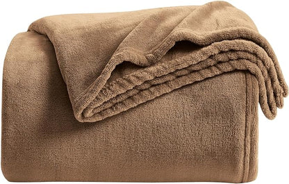 KMUSET Brown Fleece Throw Blanket for Couch - Warm Cozy Soft Lightweight Blankets All Seasons Suitable 50 x 60 inches