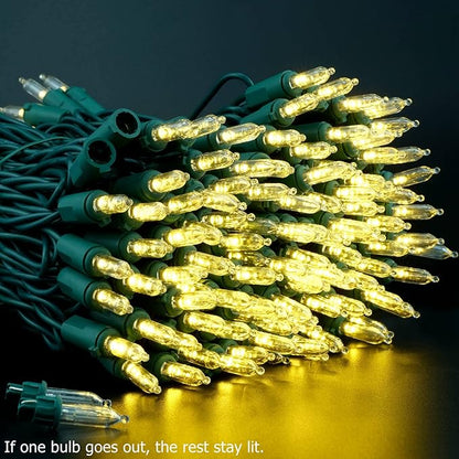 YULETIME 200 Count Warm White LED Christmas Lights, 66 Feet Green Wire UL Certified Commercial Grade Holiday String Light Set (Warm White)