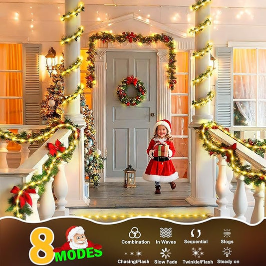 KNONEW 164FT 1000LED Rope Lights for Outside,Outdoor String Lights Waterproof 8 Modes Clear Tube Light for Indoor,Bedroom,Wedding,Garden,Patio,Christmas,Tree,Rv,Holiday Decoration(Warm White)