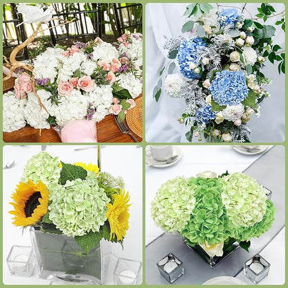 4 Pcs Real Touch Hydrangea Artificial Flowers, 21" Blue Full Faux Hydrangea Flowers Latex Fake Flowers for Home Decor Party Floral Arrangements Wedding Bouquets Centerpieces Outdoor Decor