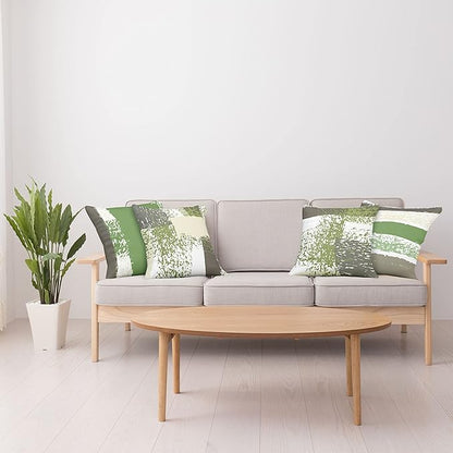 Ambesonne Grunge Throw Pillow Cushion Case Pack of 4, Abstract Design Simplistic Minimal Stripes Brushstrokes Contemporary, Modern Accent Double-Sided Digital Printing, 18", Slate Brown and Green