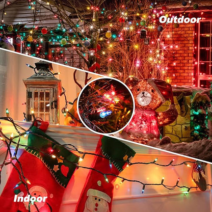 Toodour Multicolor Christmas Lights, 12.5ft 50 Count Incandescent Christmas String Lights, UL Certified Connectable Green Wire Xmas Lights for Tree, Holiday, Party, New Year, Indoor Xmas Decorations
