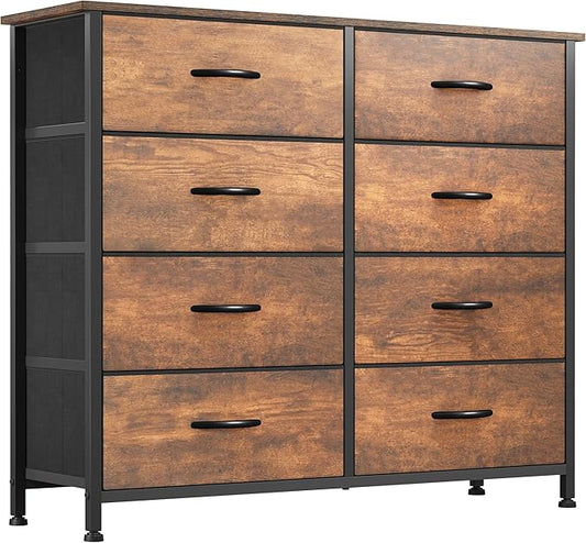 YITAHOME 8 Drawers Fabric Dresser, Furniture Storage Tower Cabinet, Organizer for Bedroom, Living Room, Hallway, Closet, Sturdy Steel Frame, Wooden Top, Easy-to-Pull Fabric Bins