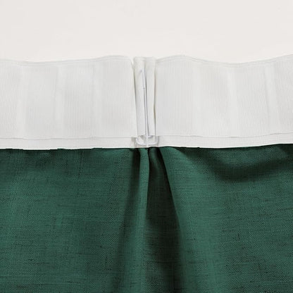 Emerald Green Curtains Semi Sheer 90 Inches Long, Dark Linen Textured Light Filtering Drapes for Living Room Dining, Hunter Green Window Decor, Pinch Pleat Curtain with Hooks