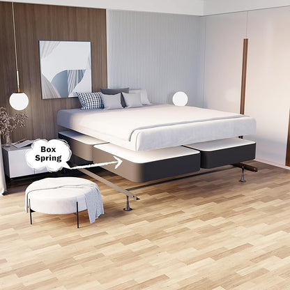 Nutan Inch Sturdy Box Spring for Mattress Support-Durable and Fully Assembled, Natural Wood California King(Fold), Gray, 8" Foundation