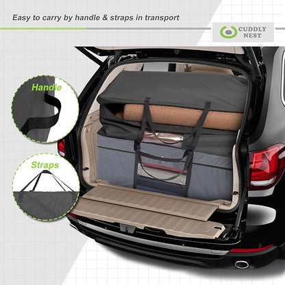 Cuddly Nest Folding Mattress Storage Bag - Heavy Duty Carry Case for Tri-Fold Guest Bed (Fits 6" Twin & Twin XL Mattress,Black)