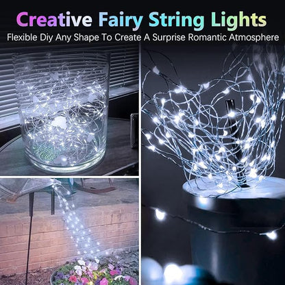 4 Pack 60LED Christmas Battery Operated Fairy Lights with Remote, 8 Modes String Lights with Timer, Dimmable, Memory Function, Waterproof Twinkle Lights for Outdoor Indoor Christmas Decor(Cool White)