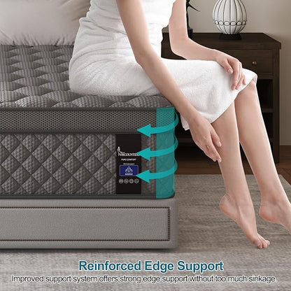 Full Mattress, 12 Inch Hybrid Mattresses Grey, Mattress Medium Firm for Back & Lumbar Support, 100 Night Trial, Individual Pocket Spring for Motion Isolation & Pressure Relief
